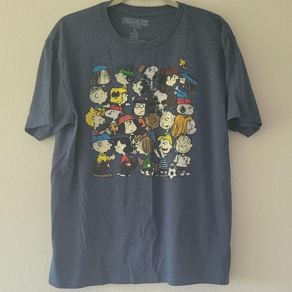 Peanuts Men's Blue and Navy T-shirt